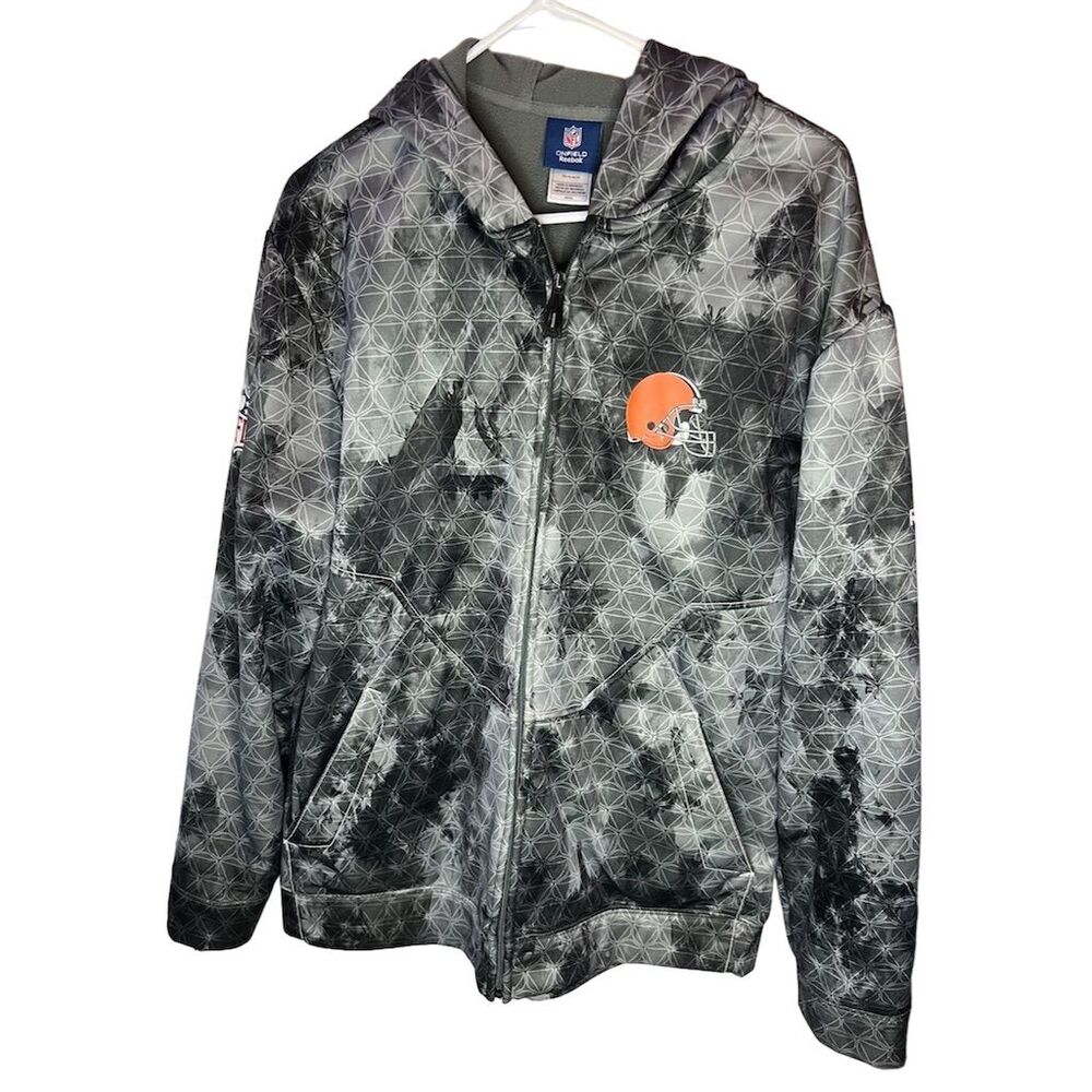 Reebok Men's Gray Varsity Jacket M Hooded Full Zip NFL Football Casual